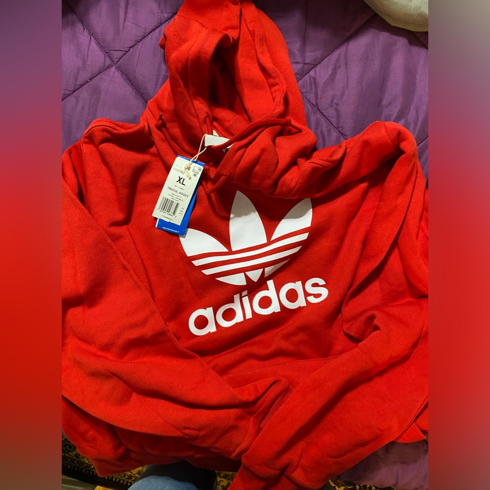 Brand new men’s red and white Adidas hoodie, OG